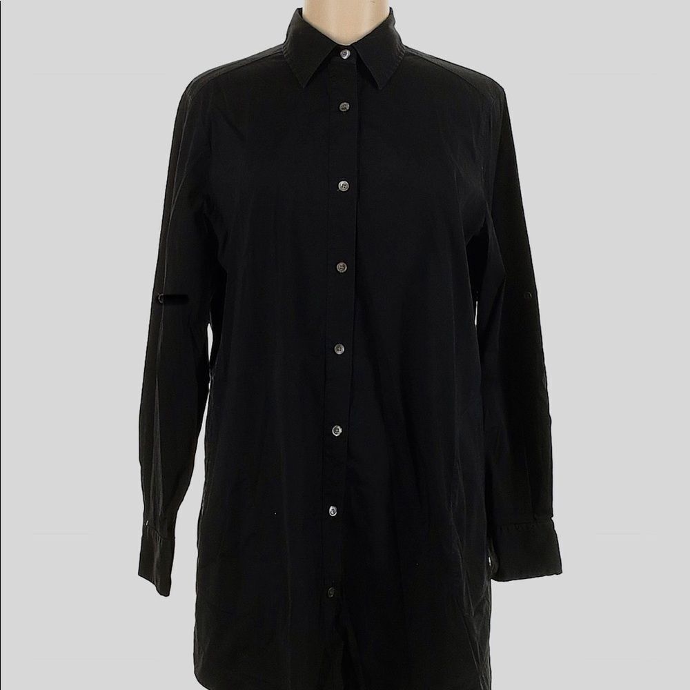 Lafayette 148 New York Black Button-Down Long Shirt Size 10 - Picture 10 of 10